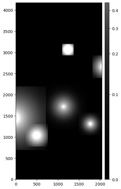 An image showing the difference between an injected post-ISR CCD (``injected_postISRCCD``) and a standard post-ISR CCD (``postISRCCD``) for HSC exposure 1228, detector 51, visualized using `lsst.afw.display`.