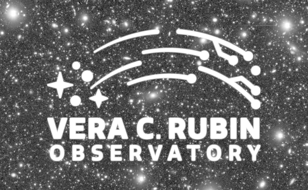 An HSC i-band cutout from tract 9813, patch 42, showcasing the injection of the Rubin Observatory logo.